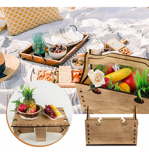 Cesta De Piquenique Dobrável Para Armazenamento De Mesa De V