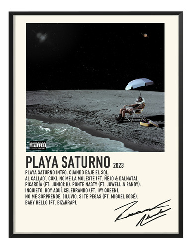 Cuadro Rauw Alejandro Album Music Tracklist Playa Saturno