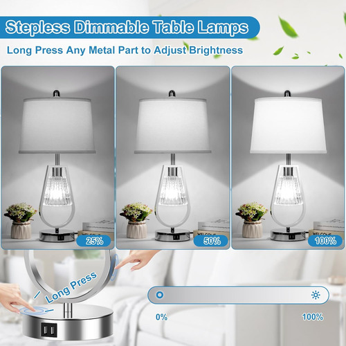 Lámparas De Mesa Con Luz Nocturna - 2 Piezas, Control Táctil