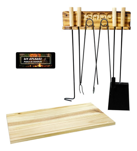 Tabla Parrilla Lechon Asado Kit X9 Utensilios. Calidad