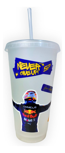 Vaso Checo Pérez Formula 1 Reusable 750 Ml Con Tapa Y Popote