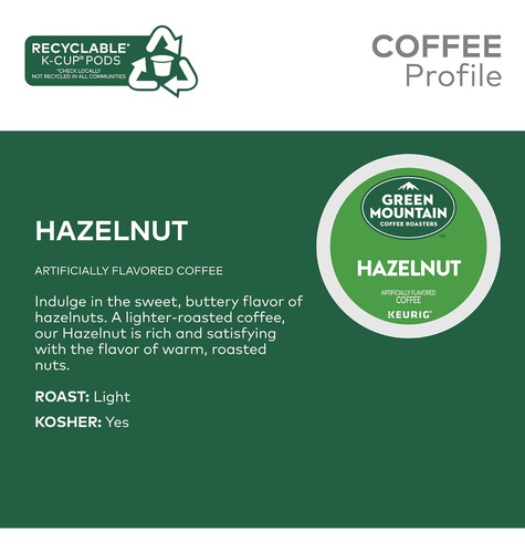 Green Mountain Sabor Avellana, K Cups, 32 Unidades