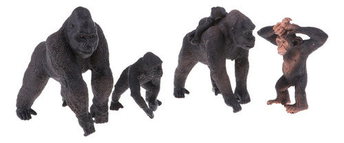 4 Piezas Simulación Gorila Familia Figura Juguete Animal