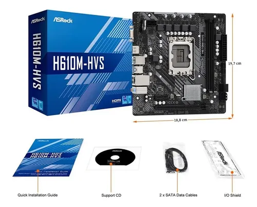 Placa Mãe ASRock H610M-HVS Intel H610 DDR4 Socket 1700 Gamer