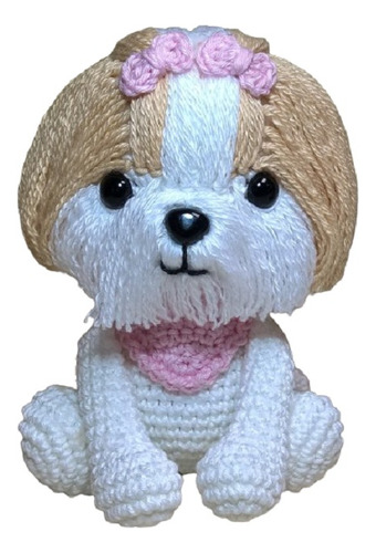 Cachorrinha Doguinha Shih Tzu Toffy Crochê Pet Amigurumi Cão