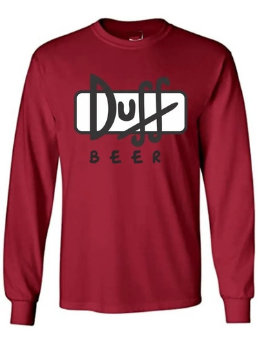 Playera Simpsons Duff Beer Manga Larga Cuello Redondo