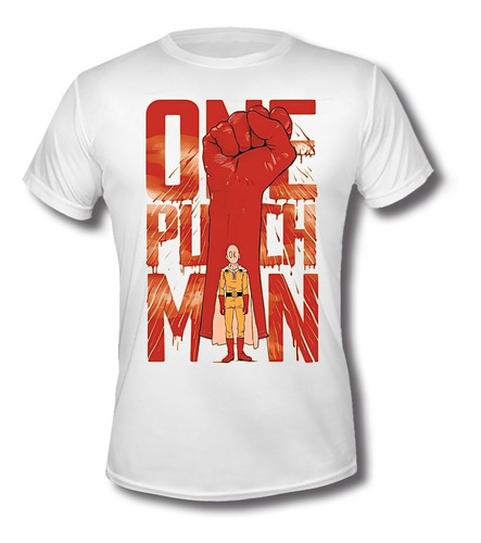 Playera Anime One Punch Man Saitama Puño Rojo Ok