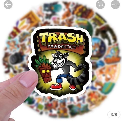 Crash Bandicoot, 50 Stickers Vs Agua Pvc Calcomanias