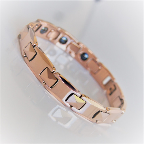 Imagen 2 de 7 de Pulsera Magnética Rose Gold De Tungsteno Calidad Premium