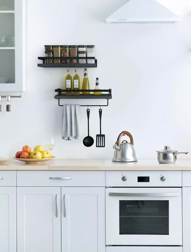 X4 Repisas Flotantes Estantes Montaje En Pared Baño Cocina Negro