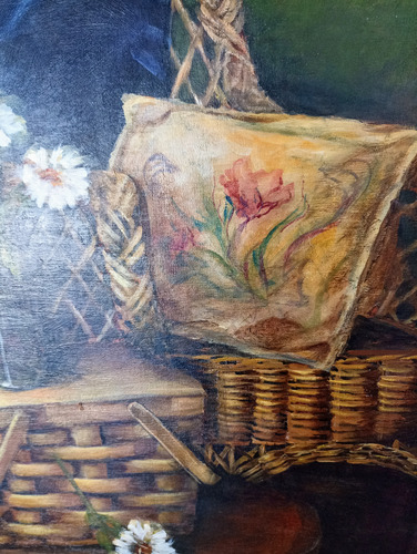 Cuadro Moderno Pintado A Mano Flores Figurativo