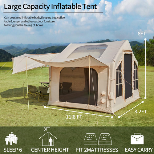 Carpa Inflable Para Camping Con Amplios Toldos Acomoda De