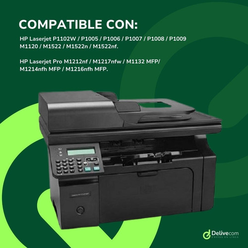 Toner 85a 35a 36a 78a 1102w tinta color negro Premium Cartigue