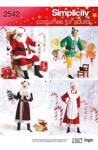 2542 Santa Claus Mrs Papa Noel Elfo Disfraz  Patron Costura