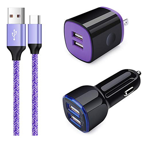 Adaptador De Cargador De Coche Usb Dual, Cargador De Pared C