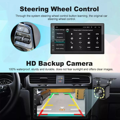 Autoestéreo 7 Pulgadas Estéreo 2 Din Mirrorlink Bluetooth Con Pantalla Táctil Y Cámara Color Negro