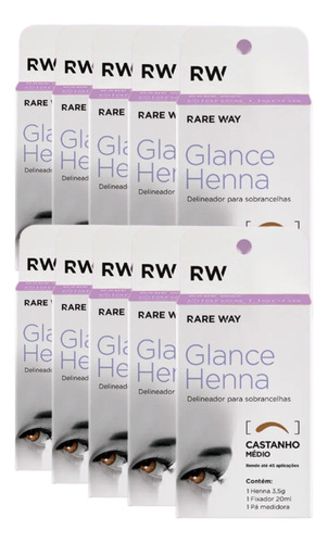 Combo Henna P/ Sobrancelhas 10un Castanho Médio 3,5g