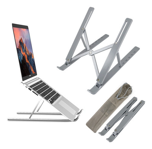Base Soporte Laptop Tablet Portatil Plegable 6niveles Altura N3-plata