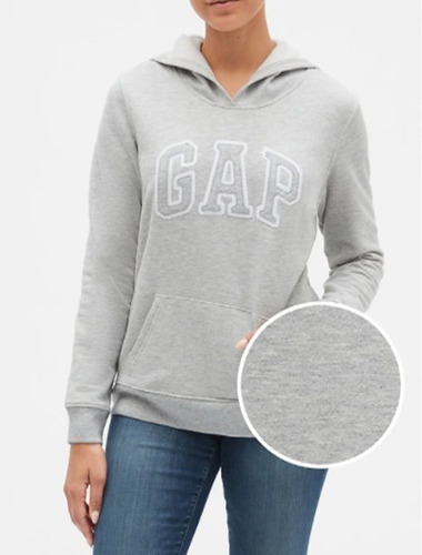 Gap Poleron Logo Hoodie Mujer Color Light Gray Marl