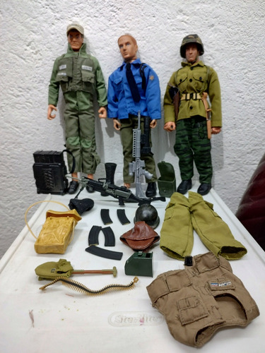 Figuras Varias Tipo Gi Joe Lote De 3 Pz Y Accesorios 