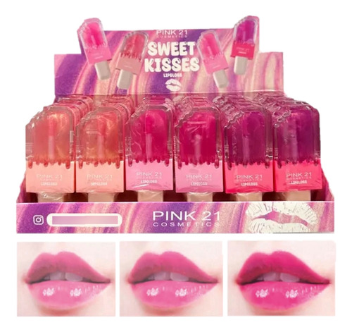 24 Lip Gloss Sweet Kisses Cs3690 - Kit Pink21 Atacado