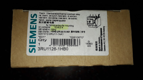 Relevo Termico Siemens De 5,5 A 8 Amp 3ru1126-1hb0