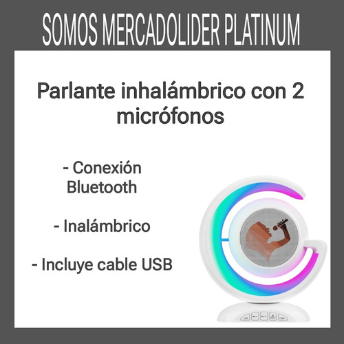 Parlante Inalámbrico Con 2 Micrófonos Bluetooth Karaoke Led Rosa
