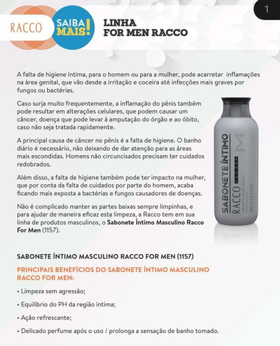 Imagem 2 de 4 de Racco Sabonete Intimo Masculino Formulação 100% Exclusiva