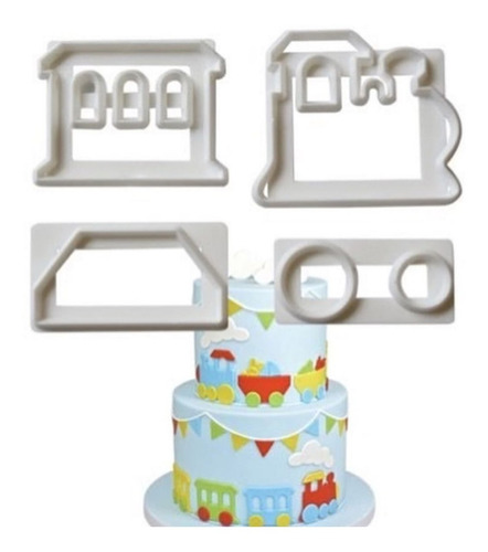 Cortador Sello Tractor Granja Fondant Baby Shower Reposteria