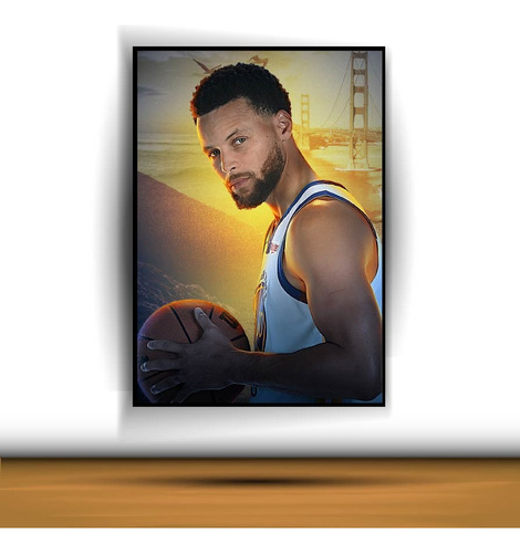 Cuadro Decorativo Nba A0759 State Warriors Stephen Curry Negro