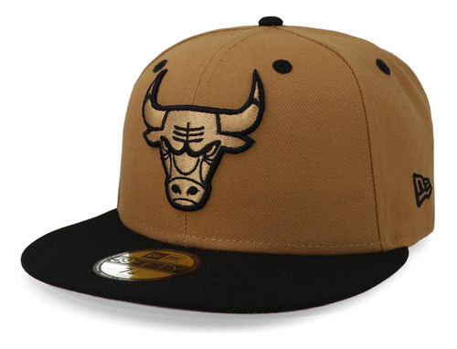 Gorra New Era 59 Fifty Nba Q323 Wheat Black Bulls Cafe Cerra