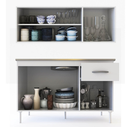 Imagen 2 de 9 de Combo Bajo Mesada Acero Alacena Grif Monocomando Cocina