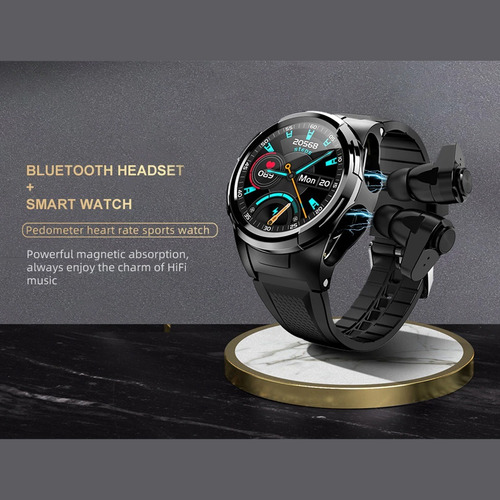 Imagen 6 de 10 de Smartwatch Reloj Inteligente S201 Con Audifonos 5.0 Fralugio