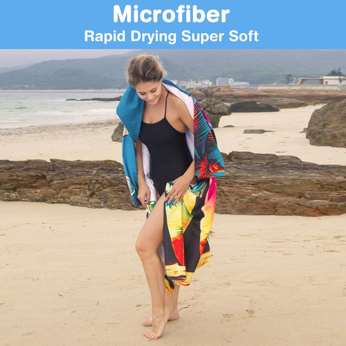 Toalla Ligera De Playa Con Capucha Para Adultos De Microfibr