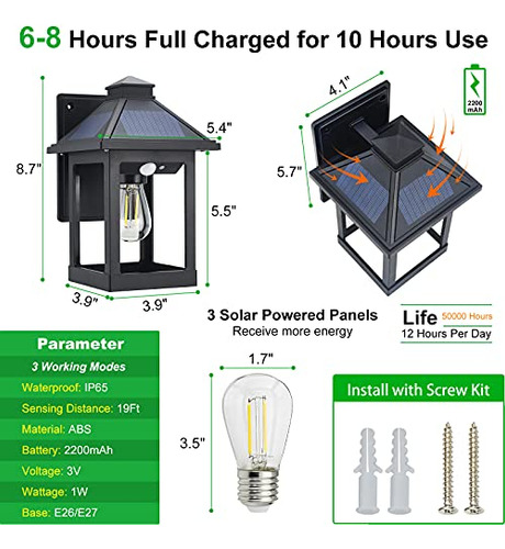 Paquete De 2 Lámparas Solares Para Exteriores - Sensor De Mo