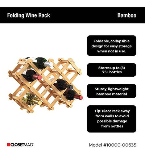 Soporte Plegable Para Guardar Vino Closetmaid Para 8 Botella