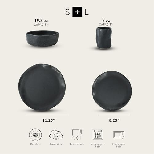 Stone By Mercer Atik Stoneware Moderno De 16 Piezas Set Sore