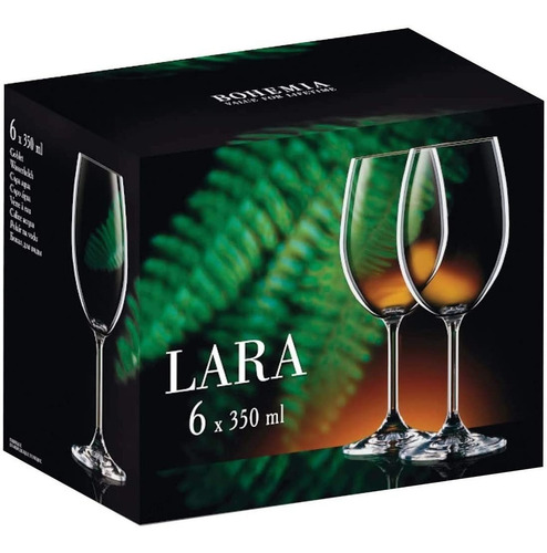 Imagen 4 de 5 de Copas Para Vino Cristal Bohemia Original Set X 6 Lara 350ml