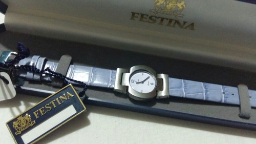 Lindo Relógio De Pulso Festina,pulseira De Couro, Fem,cx Aço