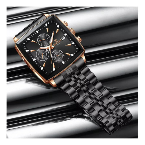 Reloj Cuadrado De Lujo De Acero Inoxidable Con Cronógrafo Re