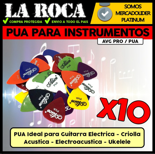 Imagen 3 de 10 de Pua Guitarra Pack 10 Electrica Criolla Acustica Ukelele