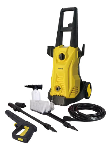 Imagen 2 de 5 de Hidrolavadora Eléctrica Femmto Hlsp3 Amarilla Y Negro 5,5 L/min 120bar 220v - 1800w - 50hz - 1750psi Manguera De 8mts Pistola De Alta Presión Tecnologia Auto-stop Boquilla Turbo