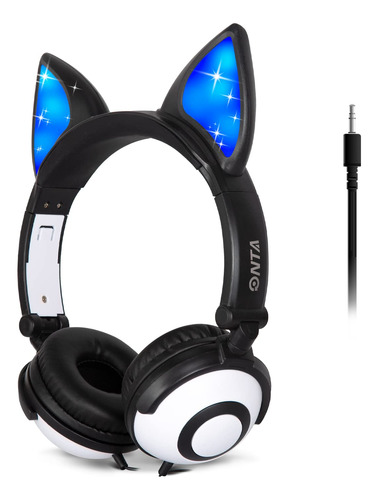 Auricular Para Niño Lindo Led Brillante Oreja Gato Plegabl