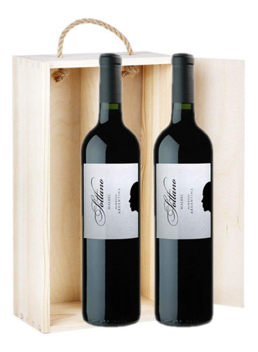 Estuche Madera Vino Sottano Malbec X750cc X2 Unidades