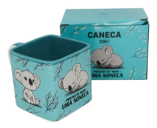 Caneca Cubo De Cerâmica Coala 300ml