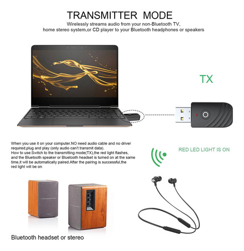 Yz 4 Transmisor Y Receptor Bluetooth 5,0 De 3,5mm Compatible