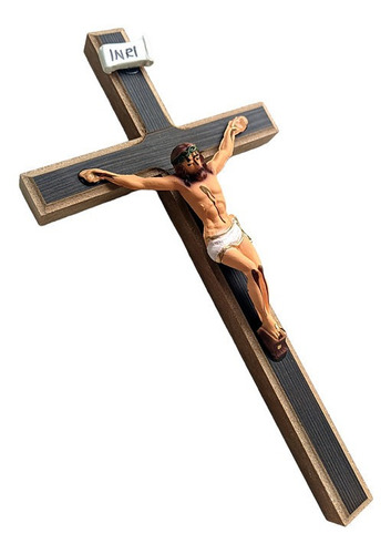 Cruz De Madeira Para Parede De Quarto Tradicional 24,5cm Cor Marrom