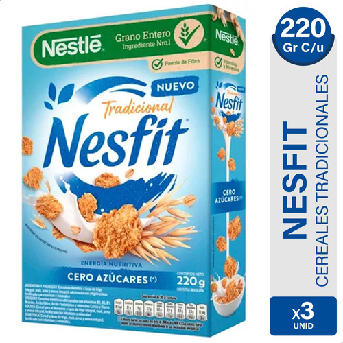 Cereal Nesfit Cero Azucares Nestle Tradicional - Pack X3 