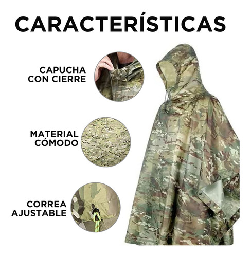 Impermeable Pocho Para Lluvia Diseño Camuflaje Unitalla Verde Claro Unitalla