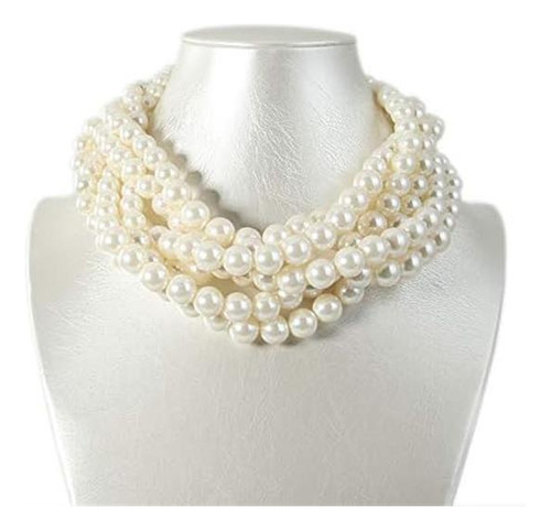 Collar De Gargantilla Corta Con Pechera Gruesa Y Cuentas Bla